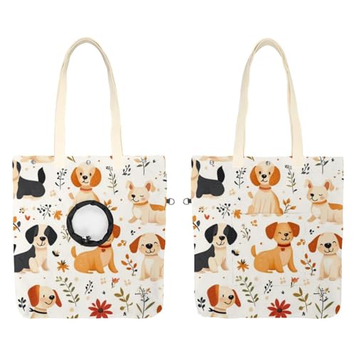 Niedlicher Hund (1) Haustier-Schulter-Tragetasche, Canvas-Umhängetasche, Hundetragetasche, tragbare Katze, kleine Tragetasche, Brusttasche von CHENZZZZ
