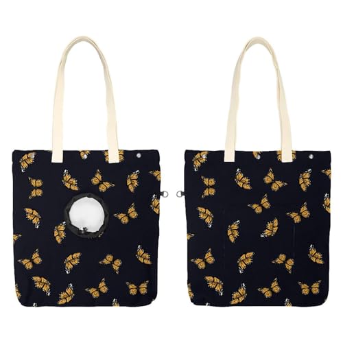 Schultertasche für Haustiere, Motiv: Schmetterling auf schwarzem Hintergrund, aus Segeltuch, Katzentragetasche, tragbare Tragetasche für Kätzchen und Welpen, bequeme Tragetasche für kleine Haustiere Schultertasche für Haustiere, Motiv: Schmetterling auf schwarzem Hintergrund, aus Segeltuch, Katzentragetasche, tragbare Tragetasche für Kätzchen und Welpen, bequeme Tragetasche für kleine Haustiere von CHENZZZZ