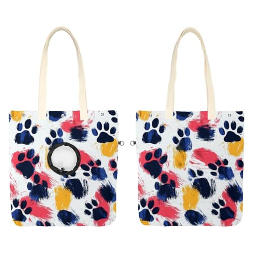 Schultertasche für Hunde und Katzen, Pfotenabdruck, Haustier, Leinen, niedliche Katzentragetasche, tragbare Tragetasche für Kleintierbedarf, Outdoor-Reisen von CHENZZZZ