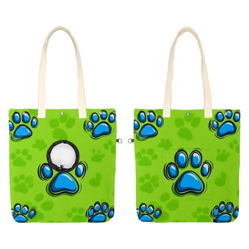 Schultertasche für Hunde und Katzen, Pfotenabdruck, Haustier, Leinen, niedliche Katzentragetasche, tragbare Tragetasche für Kleintierbedarf, Outdoor-Reisen von CHENZZZZ