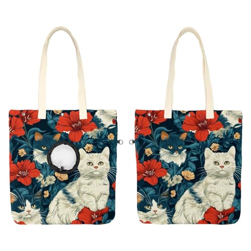 Schultertasche für Katzen und Haustiere, aus Segeltuch, niedliche Katzentragetasche, tragbare Tragetasche für kleine Tiere, Outdoor-Reisen Schultertasche für Katzen und Haustiere, aus Segeltuch, niedliche Katzentragetasche, tragbare Tragetasche für kleine Tiere, Outdoor-Reisen von CHENZZZZ