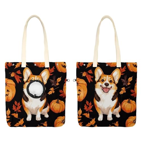 Show Head Pet Canvas Umhängetasche, Corgi Hund (2) Pet Out Bag Outcrop Pet Out Umhängetasche von CHENZZZZ