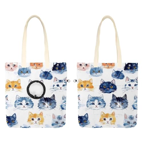 Show Head Pet Canvas Umhängetasche, Cute Cats (2) Pet Out Bag, Outcrop, Pet Out Umhängetasche von CHENZZZZ