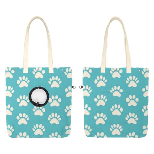 Show Head Pet Canvas Umhängetasche, Hund Katze Pfote Tier Fußabdruck Haustier Out Tasche Outcrop Pet Out Umhängetasche von CHENZZZZ