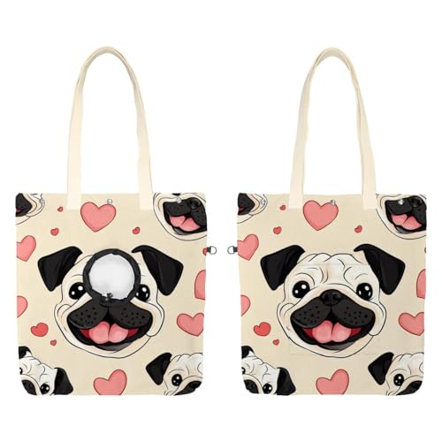 Show Head Pet Canvas Umhängetasche Cute Cartoon Bulldog Face Pet Out Bag Outcrop Pet Out Umhängetasche von CHENZZZZ