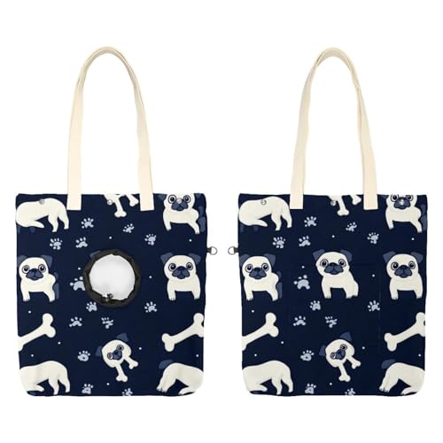Show Head Pet Canvas Umhängetasche Cute Pug Dog (3) Pet Out Bag Outcrop Pet Out Umhängetasche von CHENZZZZ