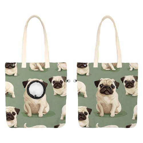 Show Head Pet Canvas Umhängetasche Cute Pug Dog (4) Pet Out Bag Outcrop Pet Out Umhängetasche von CHENZZZZ