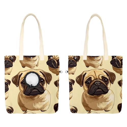 Show Head Pet Canvas Umhängetasche Mops Hund (6) Pet Out Bag Outcrop Pet Out Umhängetasche von CHENZZZZ