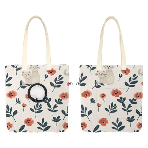 Süße Katze mit Blume Haustier Canvas Schultertasche Katzentragetasche Tragbare Kätzchen & Welpen Tote Komfort Tragetasche für kleine Haustiere Süße Katze mit Blume Haustier Canvas Schultertasche Katzentragetasche Tragbare Kätzchen & Welpen Tote Komfort Tragetasche für kleine Haustiere von CHENZZZZ