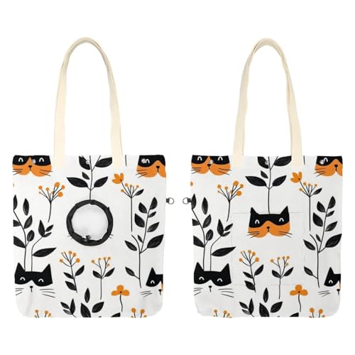 Süße Katzen-Blume (34) Haustier Canvas Schultertasche Katze Tragetasche Tragbare Kätzchen & Welpen Tote Komfort Tragetasche für kleine Haustiere von CHENZZZZ