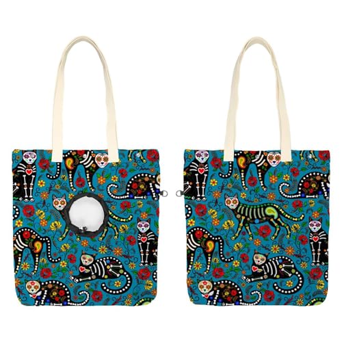 Sugar Skull Schwarze Katzen Haustier Canvas Schultertasche Katze Tragetasche Tragbare Kätzchen & Welpen Tote Komfort Tragetasche für kleine Haustiere Sugar Skull Schwarze Katzen Haustier Canvas Schultertasche Katze Tragetasche Tragbare Kätzchen & Welpen Tote Komfort Tragetasche für kleine Haustiere von CHENZZZZ