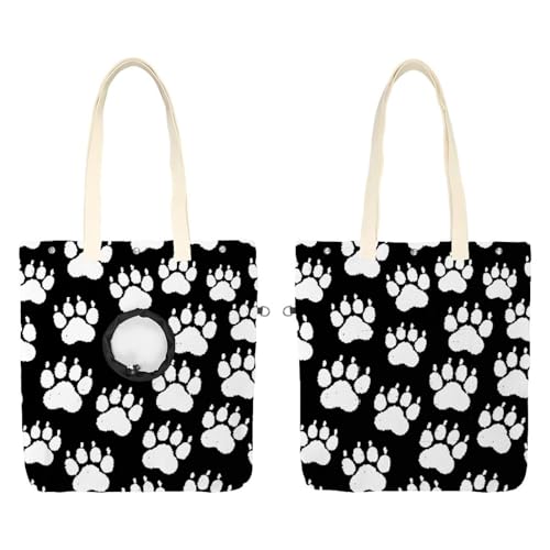 Tragetasche aus Segeltuch mit Hundepfoten-Aufdruck, tragbare Schultertasche für Katzen, kleine Brusttasche von CHENZZZZ
