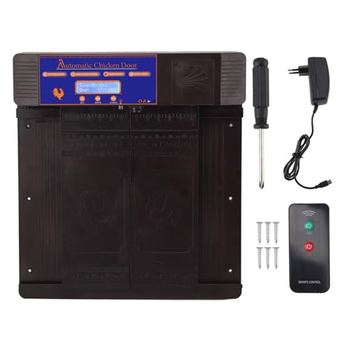 Automatische Hühnerstalltür, Öffner Mit Timer, Programmierbarer Lichtsensor, LED-Bildschirm, Wetterfest, Automatische Hühnerstalltür, 100–240 V(EU Plug-Dunkelbraun) von CHEOTIME