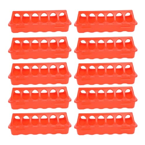 CHEOTIME 10er-Set Küken-Futterspender mit Klappdeckel, Kunststoff-Wachtel-Futtertablett für kleine Geflügel, 12 Trog-Spender für Hühner, Enten von CHEOTIME