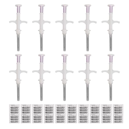 CHEOTIME 10pcs PET Microchip, Universal ISO 11784/5 FDX-B 134.2KHz Tierverfolgung Chip für Hunde Katzen Viehgeflügel Geflügelfischmanagement (1,25 * 7 mm) von CHEOTIME