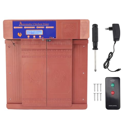 CHEOTIME Automatische Hühnerstalltür, Öffner Mit Timer, Programmierbarer Lichtsensor, LED-Bildschirm, Wetterfest, Automatische Hühnerstalltür, 100–240 V(EU Plug-Bronze) von CHEOTIME