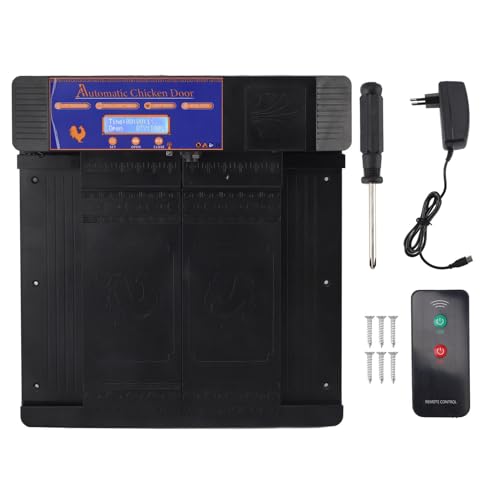 CHEOTIME Automatische Hühnerstalltür, Öffner Mit Timer, Programmierbarer Lichtsensor, LED-Bildschirm, Wetterfest, Automatische Hühnerstalltür, 100–240 V(EU Plug-Schwarz) von CHEOTIME