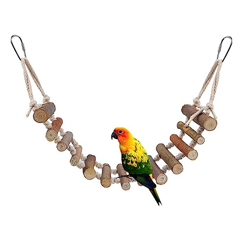 Cheotime Bird Ladder Bridge, Holzschwung Klettern Spielzeug Metall Haken Bird Swing Spielzeug kleines Haustier Kaut -Klettern Spielzeug Vogelkäfigzubehör für Papageien Vögel von CHEOTIME