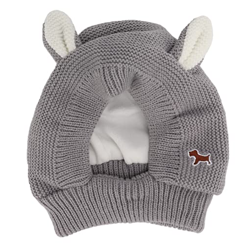 Cheotime Ruhige Ohren für Hunde, gestrickte Hundeshüte warme Ohren Deckung Lärmschutz Haustiermuffs Ohrschrott Süßes Haustiergewinne Hut für große Hunde Haustiere Haustiere (Grau) von CHEOTIME
