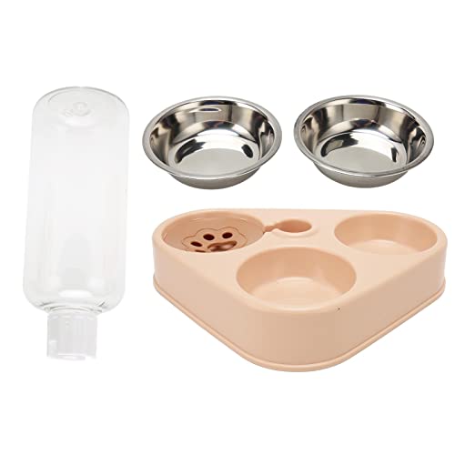 Cheotime Triple Dog Cat -Schalen mit automatischer Wasserflasche, Edelstahl und Plastikschalen für Nahrung, Haustierfutter für nasse Trockenfutter von CHEOTIME