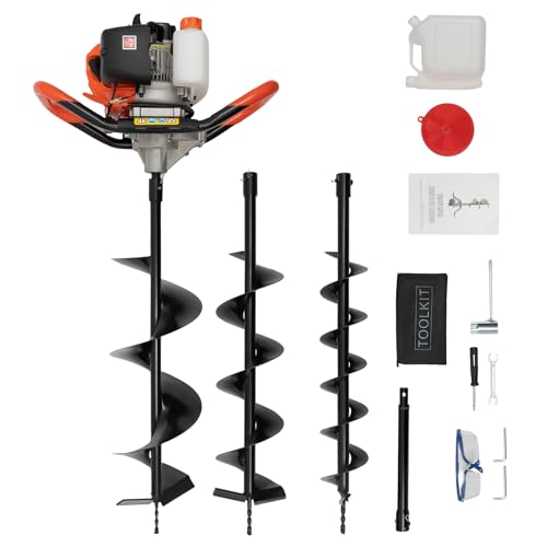 2-Takt Benzin-Erdlochbohrer mit 3 Bohraufsätzen, 52ccm 2,3hp Handbohrer Zaunpfosten Bagger Gartenbohrer Bodenbohrer, 1,7kw Luftgekühlter Zaunpfosten Erdlochbohrer Bagger Erdbohrer Pfostenlochbagger 2-Takt Benzin-Erdlochbohrer mit 3 Bohraufsätzen, 52ccm 2,3hp Handbohrer Zaunpfosten Bagger Gartenbohrer Bodenbohrer, 1,7kw Luftgekühlter Zaunpfosten Erdlochbohrer Bagger Erdbohrer Pfostenlochbagger von CHERIKIU