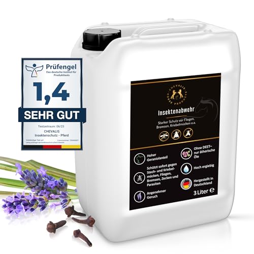 CHEVALIS Fliegenspray & Insektenschutz Pferd 3L Kanister, Für Pferd und Reiter, Sofortiger Schutz gegen Bremsen, Fliegen, Kriebelmücken, Zecken, Alt bewährtes Rezept mit ätherischen Ölen und Geraniol CHEVALIS Fliegenspray & Insektenschutz Pferd 3L Kanister, Für Pferd und Reiter, Sofortiger Schutz gegen Bremsen, Fliegen, Kriebelmücken, Zecken, Alt bewährtes Rezept mit ätherischen Ölen und Geraniol von CHEVALIS