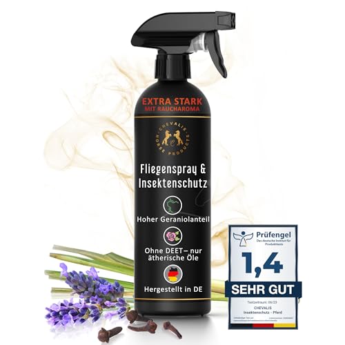 CHEVALIS Fliegenspray & Insektenschutz Pferd, 500ml mit Raucharoma, EXTRA STARK, Sofortiger Schutz gegen Bremsen, Fliegen, Kriebelmücken, Zecken, Mit ätherischen Ölen und Geraniol CHEVALIS Fliegenspray & Insektenschutz Pferd, 500ml mit Raucharoma, EXTRA STARK, Sofortiger Schutz gegen Bremsen, Fliegen, Kriebelmücken, Zecken, Mit ätherischen Ölen und Geraniol von CHEVALIS