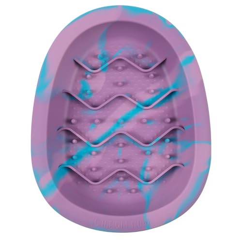 CHEWFFON Interaktive Hundeleckmatte als Napf, BPA-freie Silikon Slow Feeder Schale mit Saugnäpfen, rutschfeste Fressverlangsamer für Hunde und Katzen, reduziert Angst, spülmaschinengeeignet, Blaubeere von CHEWFFON