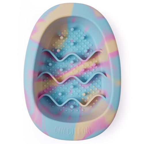 CHEWFFON Interaktive Hundeleckmatte als Napf, BPA-freie Silikon Slow Feeder Schale mit Saugnäpfen, Fressverlangsamer für Hunde und Katzen, reduziert Angst, spülmaschinengeeignet, Regenbogen Klein von CHEWFFON
