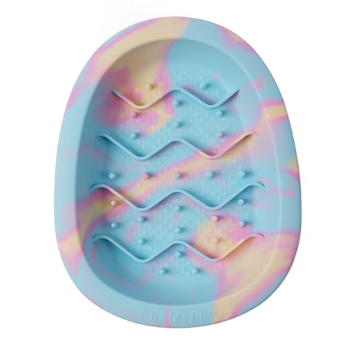 CHEWFFON Interaktive Hundeleckmatte als Napf, BPA-freie Silikon Slow Feeder Schale mit Saugnäpfen, Fressverlangsamer für Hunde und Katzen, reduziert Angst, spülmaschinengeeignet, Regenbogen von CHEWFFON