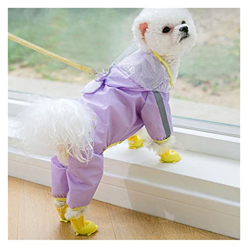 Bedruckter Hunderegenmantel Reflektierender Regenmantel wasserdichte Kleidung Poncho Heimtierbedarf Kleine Große Hunde (Color : Purple, Size : L) (Purple L) von CHEWO