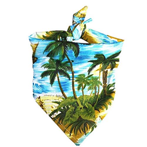 Halstuch für Hunde, Welpen, Bandana, großer Kragen, Baumwolle, Welpenschal, Dreieckslätzchen, Hawaii-Strand-Kokosnussbaummuster (Color : Style 1) (Style 1) von CHEWO
