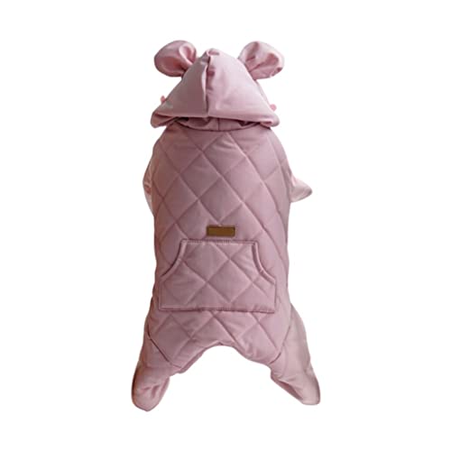 Haustier-Hundeoverall-Kleidung Winter Warm Pet Four Legged Hoodies Kleidung for Small Medium Dogs Pet Chihuahua French Bulldog Apparel (Color : Pink, Size : L Code) (Pink M Code) von CHEWO