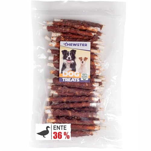 CHEWSTER Kaustangen für Hunde mit Ente – Hundeleckerli - 85 Kaurollen für Hunde (800 g) von CHEWSTER