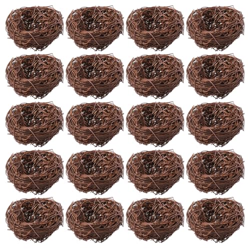 CHGCRAFT 20 Stück Rattan Nachahmung Vogelnest Mini künstliches Vogelnest für Bastelarbeiten, Party Display Dekorationen Mikro Landschaft Dekoration Zubehör Kokosnuss Braun 6.8x4cm von CHGCRAFT