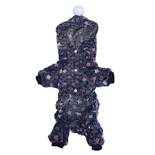 Für den Winter, für Haustierkleidung, Sprunganzug Warmer Pyjama, für Hunde Katzen kleine Tiere (Marineblaue Sterne) von CHHELIHL