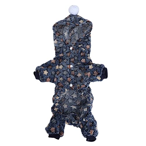 Für den Winter, für Haustierkleidung, Sprunganzug Warmer Pyjama, für Hunde Katzen kleine Tiere (Marineblaue Sterne) von CHHELIHL