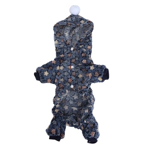 Für den Winter, für Haustierkleidung, Sprunganzug Warmer Pyjama, für Hunde Katzen kleine Tiere (Marineblaue Sterne) von CHHELIHL