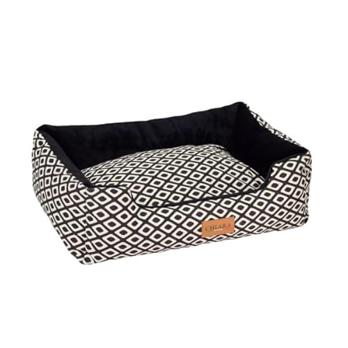 Chiara Hundebett für kleine und mittelgroße Hunde (waschbarer Bezug und Kissen, Größe 65 x 50 cm, Antirutschmaterial an der Unterseite, Innenkissen mit wendbarem Design), Farbe: Schwarz Chiara Hundebett für kleine und mittelgroße Hunde (waschbarer Bezug und Kissen, Größe 65 x 50 cm, Antirutschmaterial an der Unterseite, Innenkissen mit wendbarem Design), Farbe: Schwarz von CHIARA