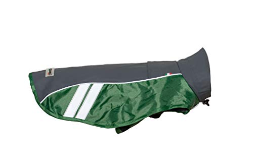 CHIARA Regenjacke mit Geschirr Modell Dirk, Größe: S (Regenmantel mit integriertem Geschirr, 100% Wasserdicht, waschbar bei 40 Grad, mit Reflektionsstreifen, individuell anpassbar), Farbe: Grau/Grün CHIARA Regenjacke mit Geschirr Modell Dirk, Größe: S (Regenmantel mit integriertem Geschirr, 100% Wasserdicht, waschbar bei 40 Grad, mit Reflektionsstreifen, individuell anpassbar), Farbe: Grau/Grün von CHIARA