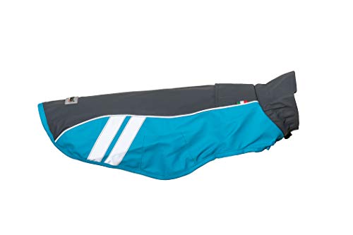 CHIARA Regenjacke mit Geschirr Modell Dirk, Größe: XL (Regenmantel mit integriertem Geschirr, 100% Wasserdicht, waschbar bei 40 Grad, mit Reflektionsstreifen, individuell anpassbar), Farbe: Grau/Blau von CHIARA