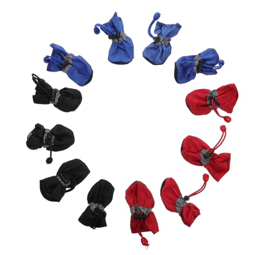 CHICAMPERA 3 Sätze wasserdichte Hunderegenstiefel rutschfeste Dicke Outdoor Pfotenschutzschuhe für Kleine Hunde in Rot Schwarz Blau Strapazierfähiges Nylon und Baumwolle CHICAMPERA 3 Sätze wasserdichte Hunderegenstiefel rutschfeste Dicke Outdoor Pfotenschutzschuhe für Kleine Hunde in Rot Schwarz Blau Strapazierfähiges Nylon und Baumwolle von CHICAMPERA