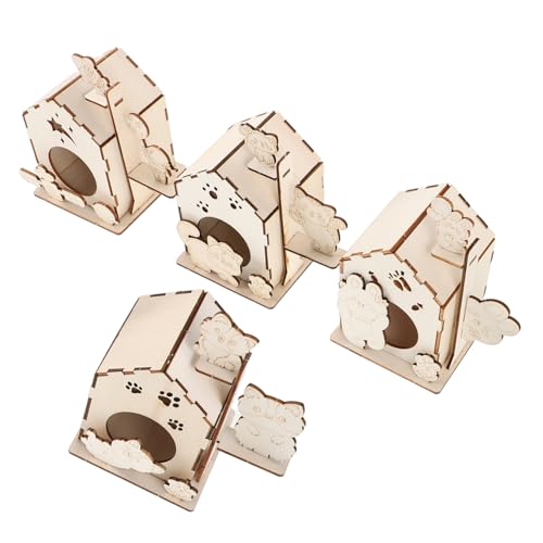 CHICAMPERA 4 Stück Teiliges DIY Vogelhaus Bausatz für Holz Unbemalt Kreatives Bastelset für Garten und Spielplatz Fördert Kreativität und Hand Augen Koordination von CHICAMPERA