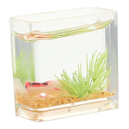 CHICAMPERA Miniatur Fisch Tank Deko Kleiner Aquarium Ornamental Mit Fisch Modell Für Mini Haus Und Mikroszenen Für Kreative Raumgestaltung Und Stilvolle Akzente von CHICAMPERA