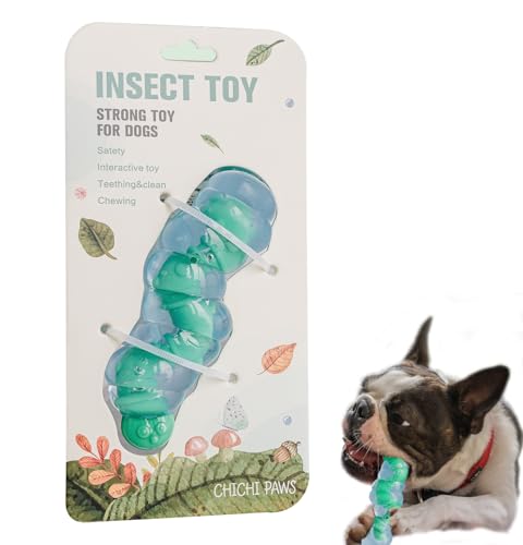 CHICHI PAWS Caterpillar Kauspielzeug, langlebiges interaktives Hundespielzeug für aggressive Kauer, Naturkautschuk und Nylonstabspielzeug für kleine Welpen und mittelgroße Rassen, reinigt sanft die von CHICHI PAWS