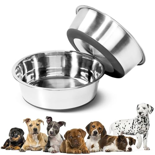 2 Stück Hundenapf Edelstahl, rutschfeste Gummiunterseite Näpfe Hund, Leicht zu Reinigen und Rostbeständiger Futternapf Hund, Hundfür Futter und Wasser Hundeschüssel für Mittelgroße und Kleine von CHICHI:OÜ