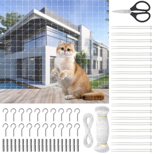 Katzennetz für Balkon, 10 x 3M Nylon Katzenschutznet, 2.5 cm Vogelnetze Taubenschutznetz Loch Balkonnetze mit Befestigungsseil Zubehör Scheren und Weib Kabelbinder für Fenster Oberlichter Terrasse Katzennetz für Balkon, 10 x 3M Nylon Katzenschutznet, 2.5 cm Vogelnetze Taubenschutznetz Loch Balkonnetze mit Befestigungsseil Zubehör Scheren und Weib Kabelbinder für Fenster Oberlichter Terrasse von CHICHI:OÜ