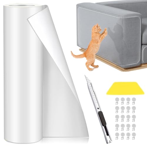 Kratz Folie Katzen Selbstklebend 42 cm x 5m - Kratzschutz Sofa Katze Transparent mit 20 Nagel, Schaber, Universalmesser Sofaschutz Katze Wandschutzfolie Selbstklebend für Möbel Couch Wand Schutz Kratz Folie Katzen Selbstklebend 42 cm x 5m - Kratzschutz Sofa Katze Transparent mit 20 Nagel, Schaber, Universalmesser Sofaschutz Katze Wandschutzfolie Selbstklebend für Möbel Couch Wand Schutz von CHICHI:OÜ