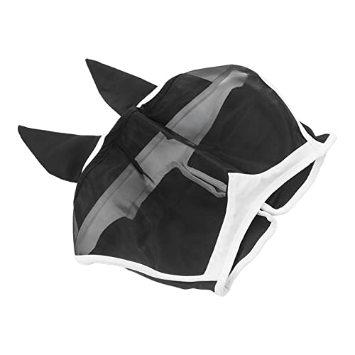 CHICIRIS Bremsenmaske, volle Sichtbarkeit Einfach zu tragende Bremsenmaske Bequemer und atmungsaktiver Mückenschutz für Pferde (Klettverschluss, groß, schwarz) von CHICIRIS