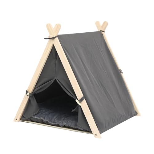 CHICIRIS Cat Pet Puppy Zelt Komfortable Abnehmbares Waschbares Haus, Multifunktionales Design für Zuhause, Holztuch 62 X 56 X 60,5 cm (Dunkelgrau) von CHICIRIS